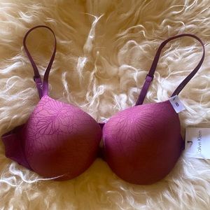 Calvin Klein perfect push up bra 36B wine color new with tags